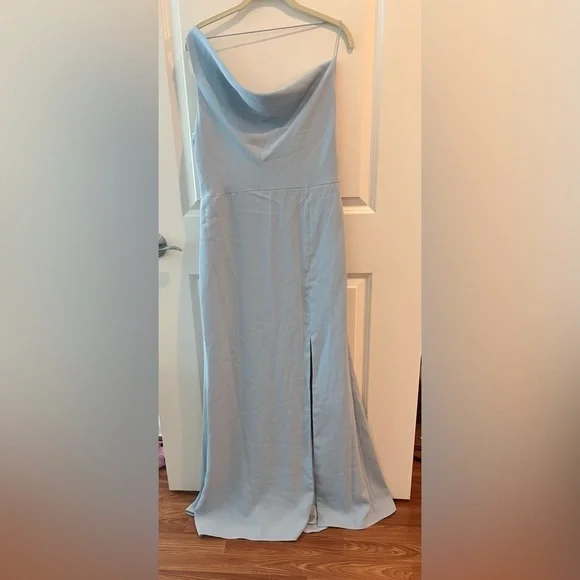 After Six Asymmetrical One Shoulder Cowl Neck Dress In Mist Size 12 NWT